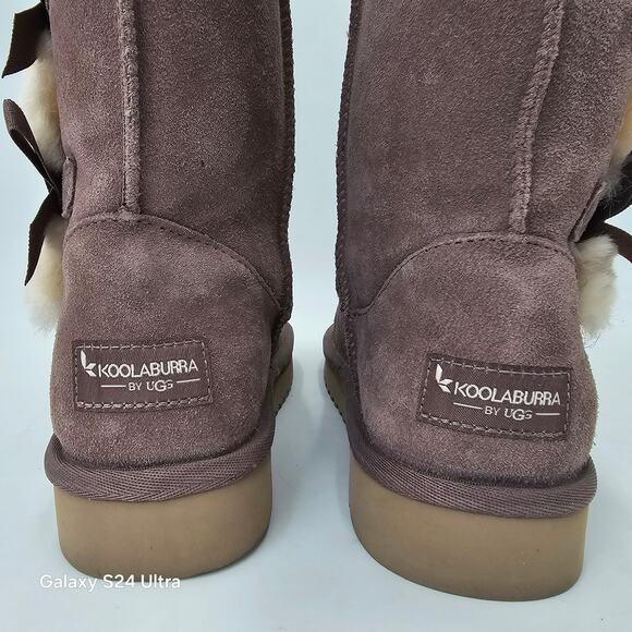 Koolaburra by UGG Victoria Tall  Suede Shearling Boot Bows Pom Mid Calf Womens 6 - Picture 7 of 10